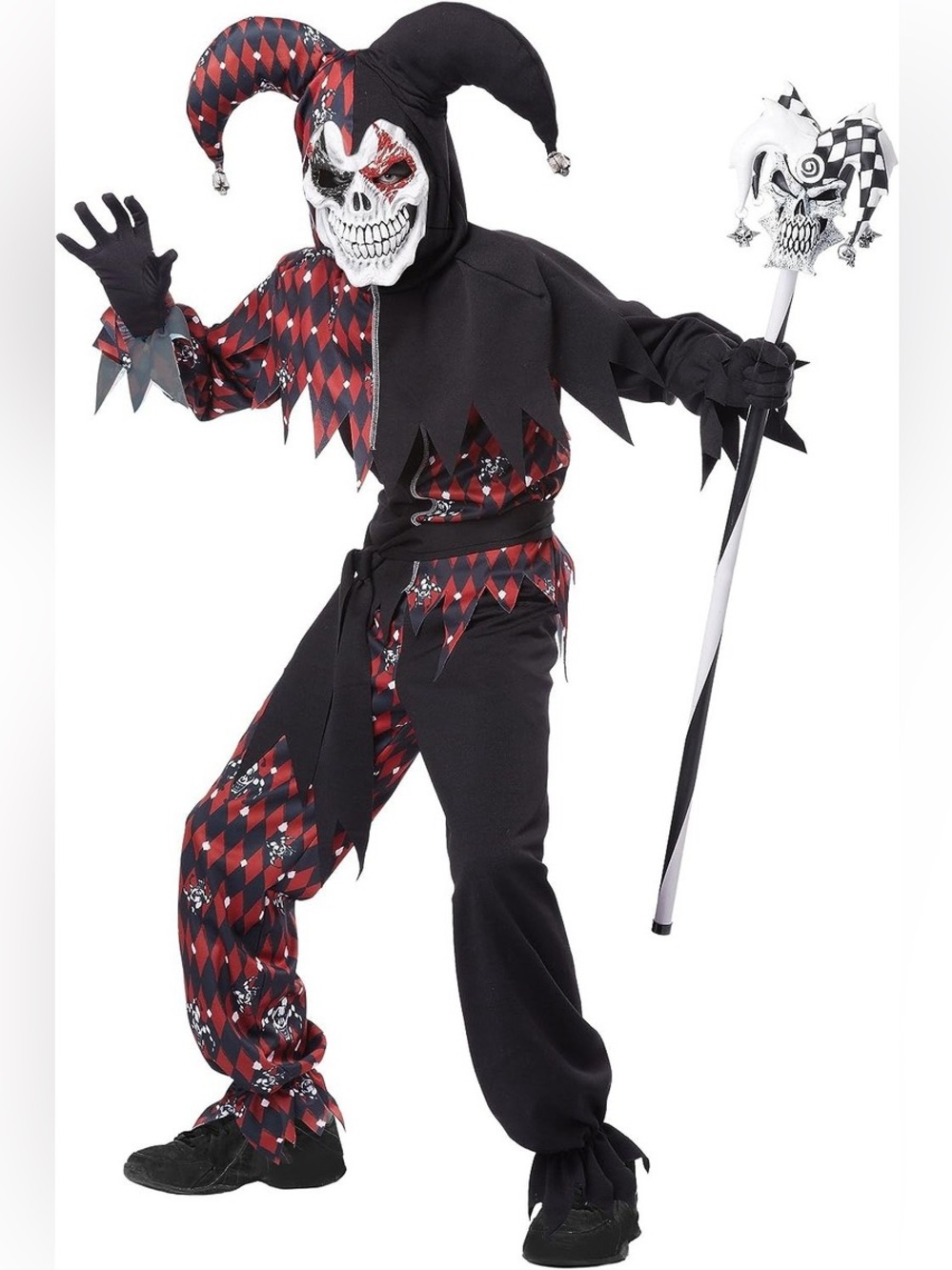 Sinister Jester Carnival Clown Circus Halloween Costume Child Sz 10-12